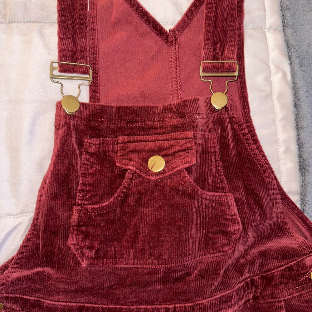 Maroon corduroy overalls
